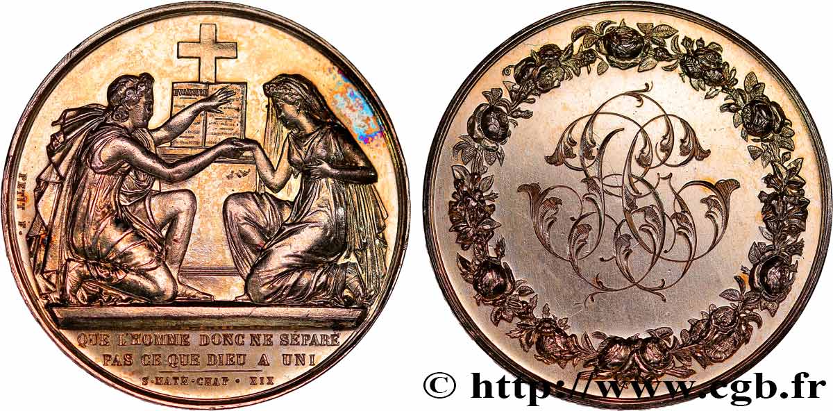 AMOUR ET MARIAGE Médaille de mariage, Evangile de St Mathieu  AU/AU