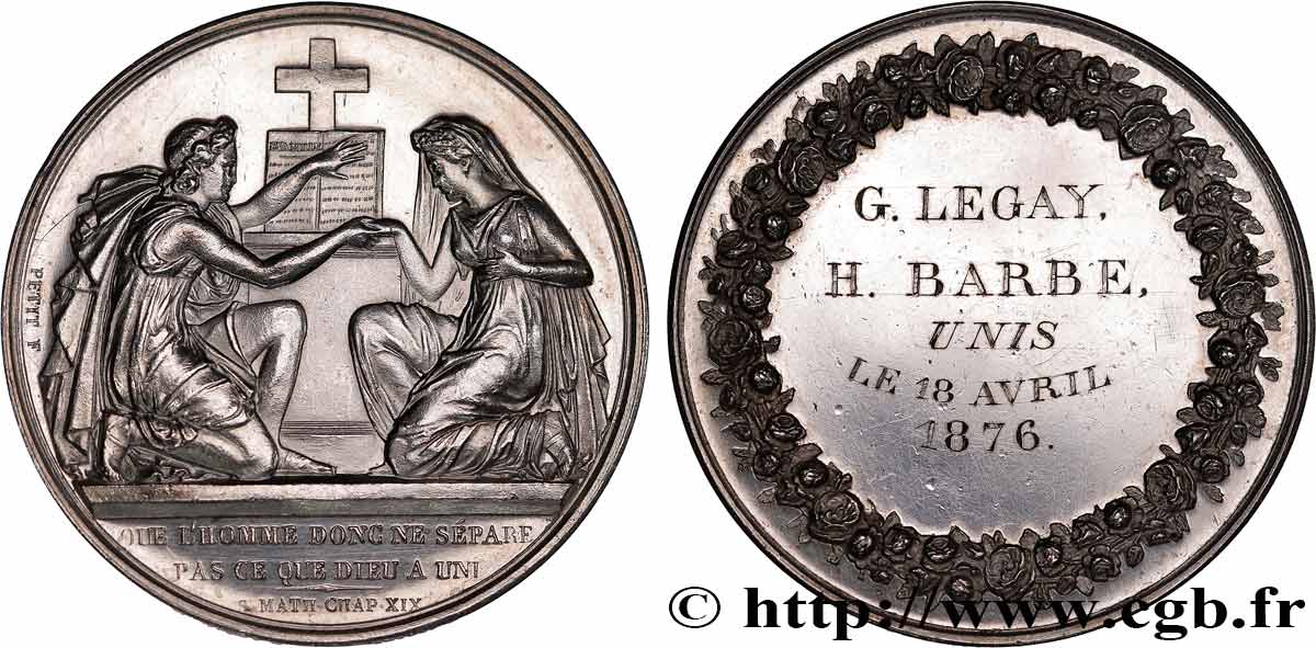 AMOUR ET MARIAGE Médaille de mariage, Evangile de St Mathieu  fVZ