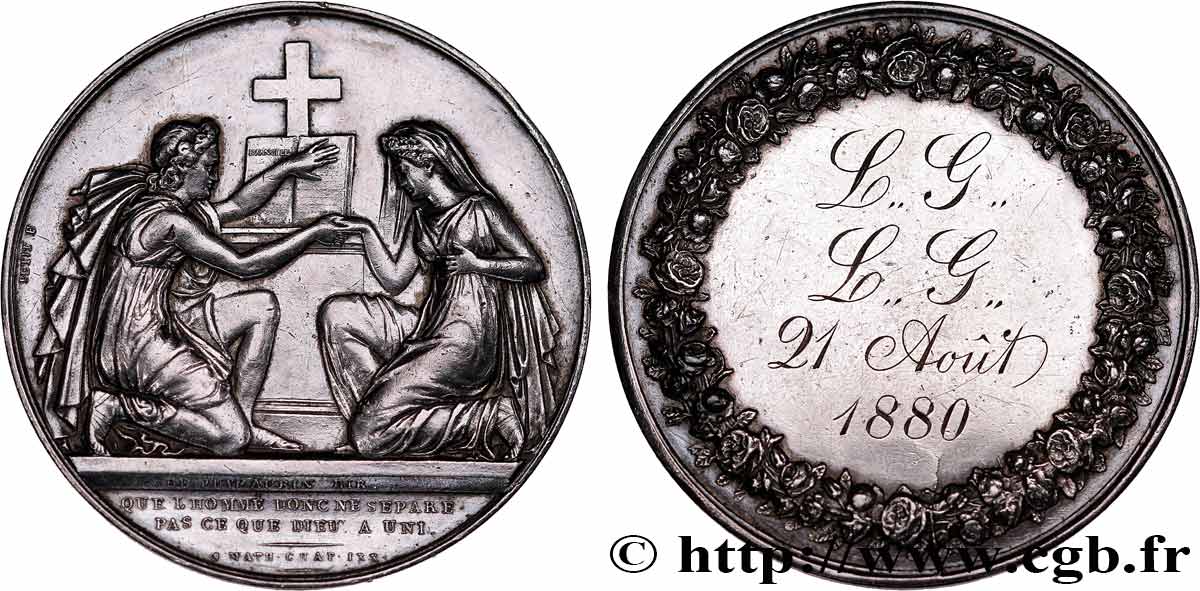AMOUR ET MARIAGE Médaille de mariage, Evangile de St Mathieu  TTB+