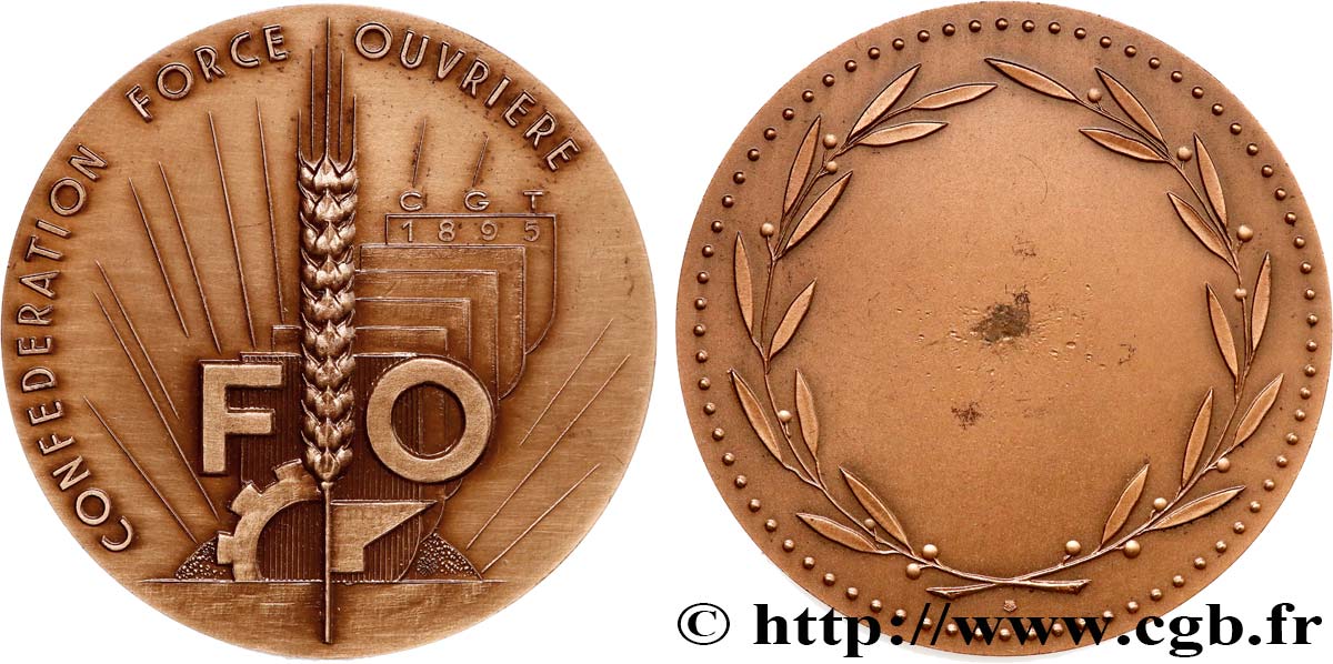 CINQUIÈME RÉPUBLIQUE Médaille, Confédération Force ouvrière SUP