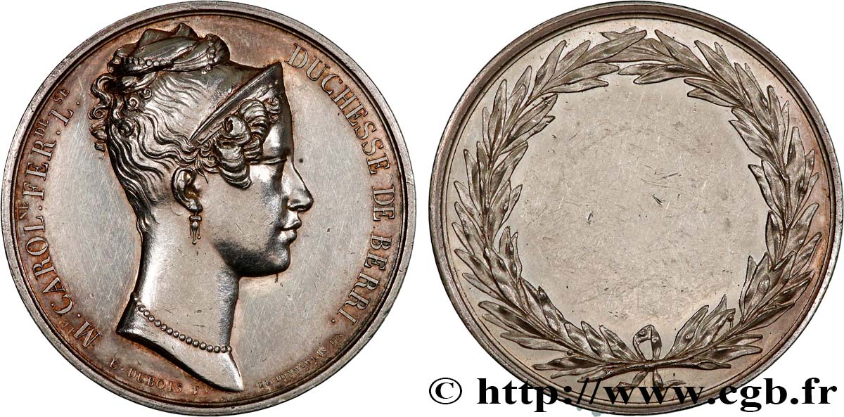 CHARLES X Médaille, Marie Caroline, Duchesse de Berry AU