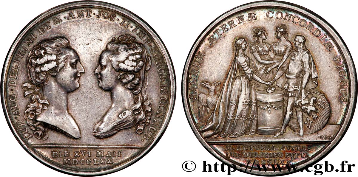 LOUIS XV THE BELOVED Médaille, Mariage du dauphin, transformé en médaille de mariage AU