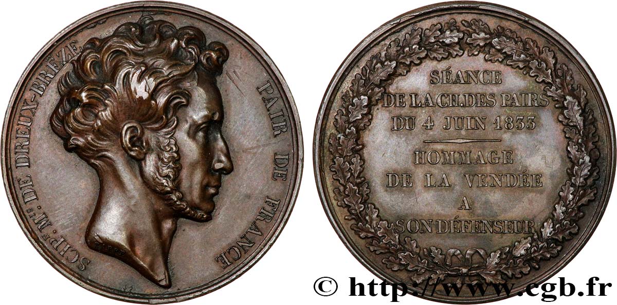 LOUIS-PHILIPPE Ier Médaille, Scipion, marquis de Dreux-Brézé et baron de Berry  TTB+