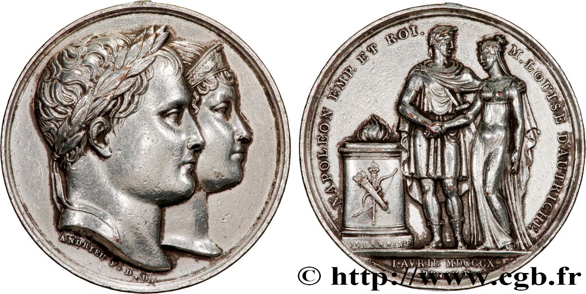 PREMIER EMPIRE Médaille, Mariage de Napoléon Ier et de Marie-Louise, refrappe TB+