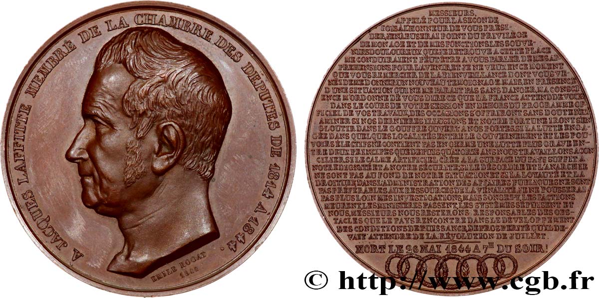 LOUIS-PHILIPPE Ier Médaille, Décès du banquier Jacques Laffitte SUP