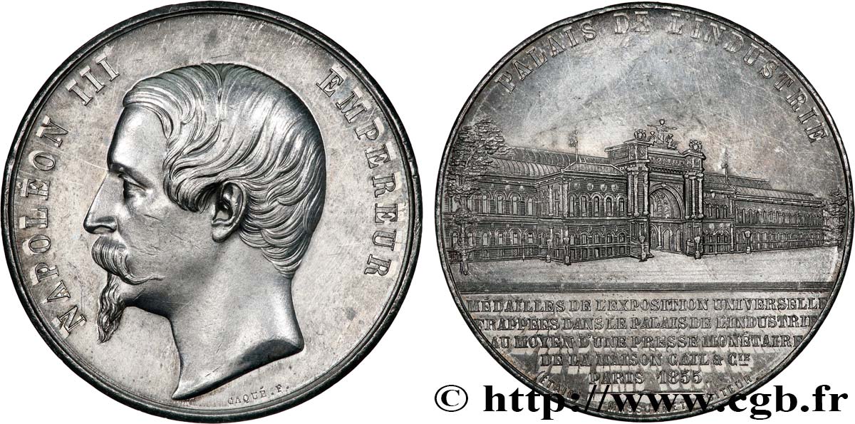 SECONDO IMPERO FRANCESE Médaille, Napoléon III, Palais de l’Industrie BB