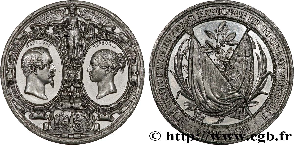 SECOND EMPIRE Médaille, Visite de Napoléon III à Victoria TTB