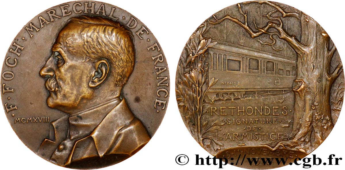 III REPUBLIC Médaille, Maréchal Foch, signature de l’Armistice AU