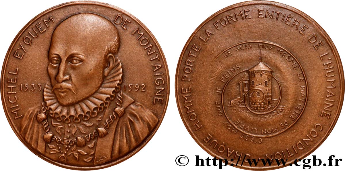 LITTÉRATURE : ÉCRIVAINS/ÉCRIVAINES - POÈTES Médaille, Michel de Montaigne SUP