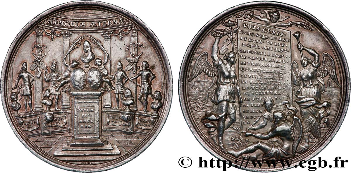 ANGLETERRE - GUILLAUME III Médaille, Bataille de la Hague TTB