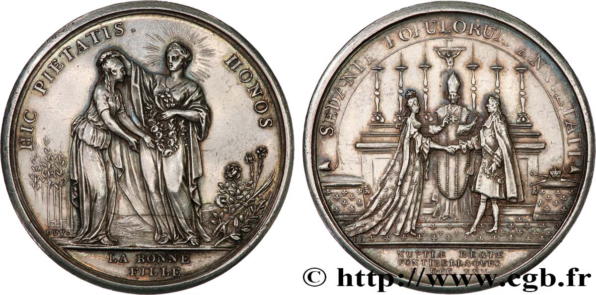 LOUIS XV DIT LE BIEN AIMÉ Médaille, Mariage de Louis XV, Rosières de Canon, Mézidon et Vieux Fumé VZ