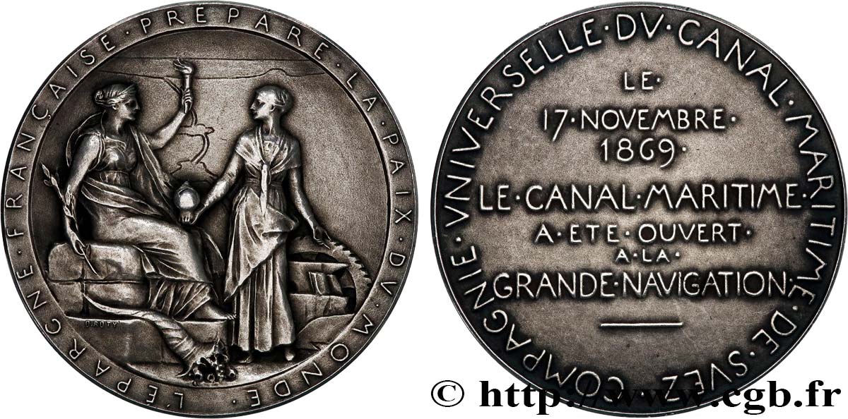 CANAUX ET TRANSPORTS FLUVIAUX Médaille, Compagnie Universelle du Canal maritime de Suez SPL