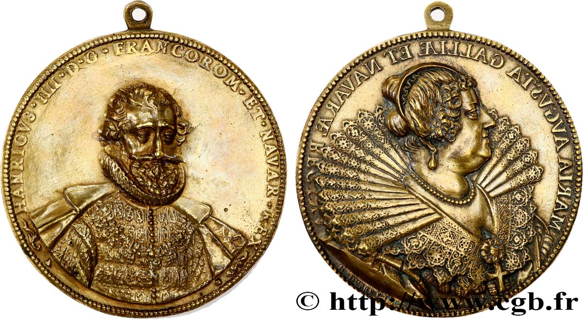 HENRI IV LE GRAND Médaille, Henri IV et Marie de Médicis TTB+