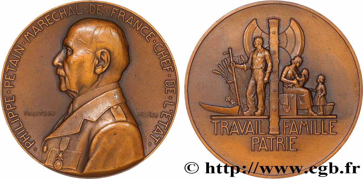 ETAT FRANÇAIS Médaille du maréchal Pétain, fête du travail q.SPL