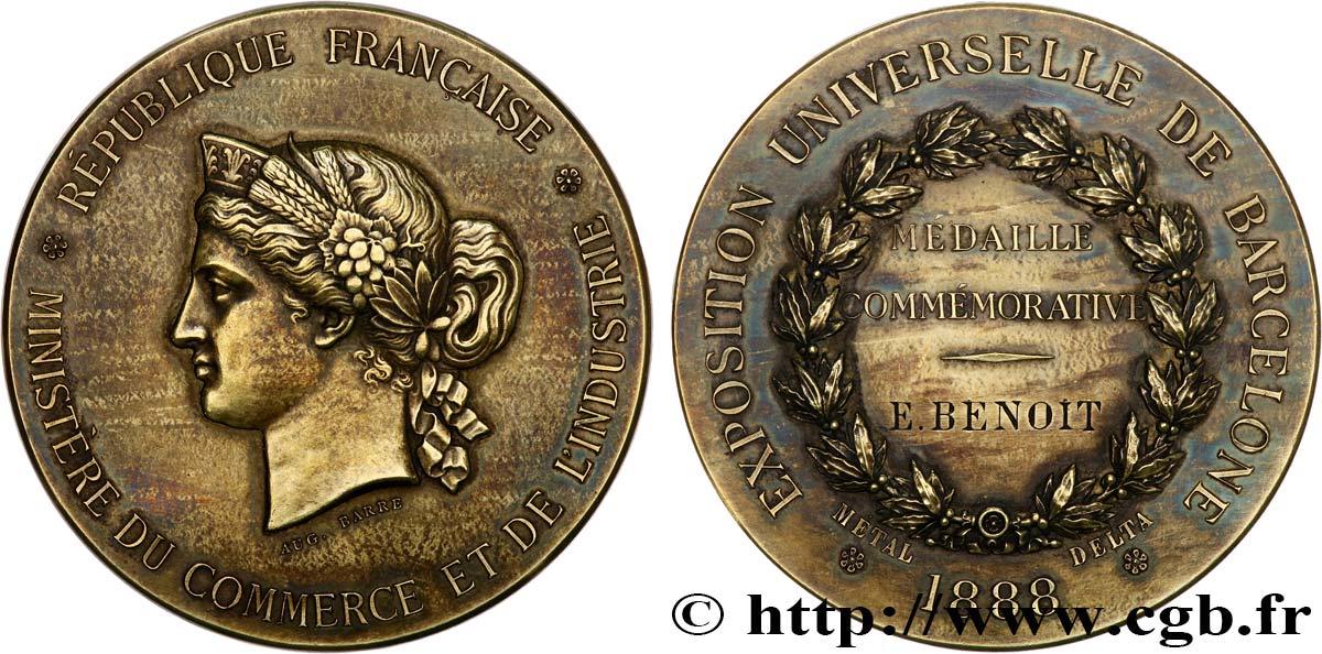 TROISIÈME RÉPUBLIQUE Médaille commémorative, Exposition universelle de Barcelone TTB+