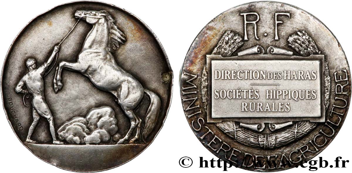 SOCIÉTÉS D AGRICULTURE, HORTICULTURE, PÊCHE ET CHASSE Médaille, Direction des haras, Sociétés hippiques rurales TTB
