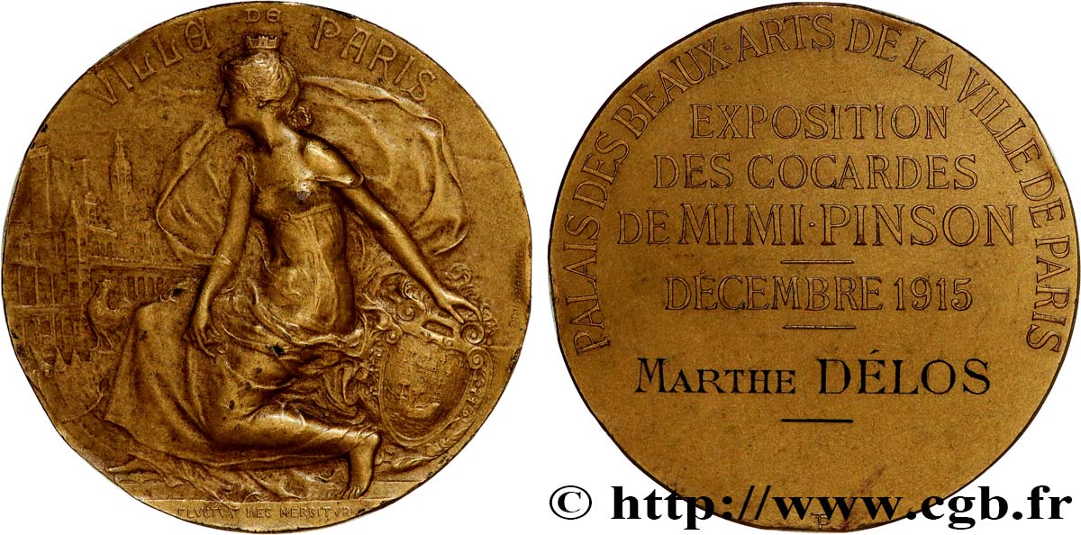 DRITTE FRANZOSISCHE REPUBLIK Médaille, ville de Paris, Exposition des cocardes de mimi Pinson SS