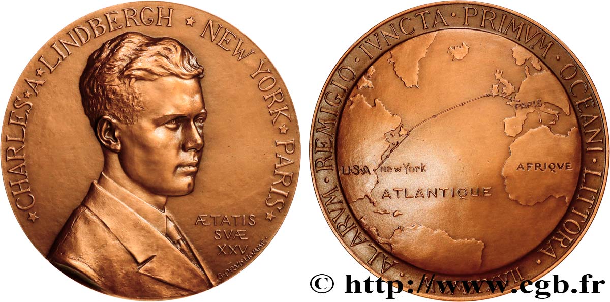 AÉRONAUTIQUE - AVIATION : AVIATEURS & AVIONS Médaille, Charles Lindbergh SUP