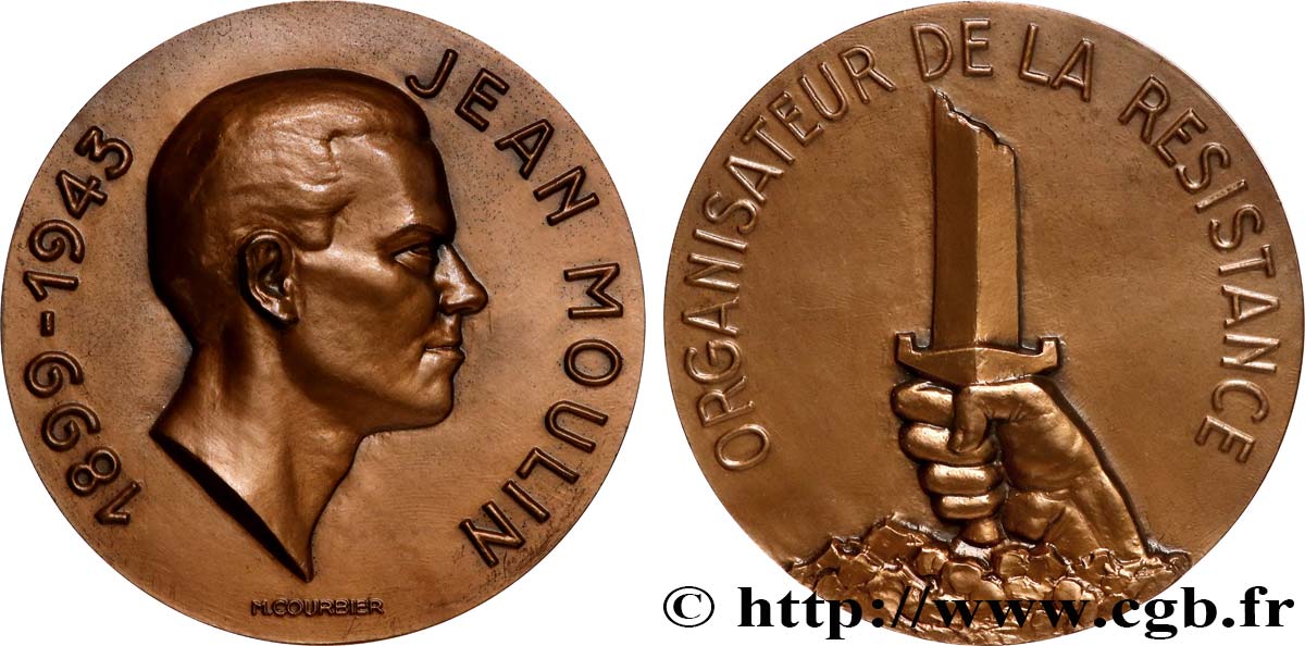 QUINTA REPUBLICA FRANCESA Médaille, Jean Moulin EBC