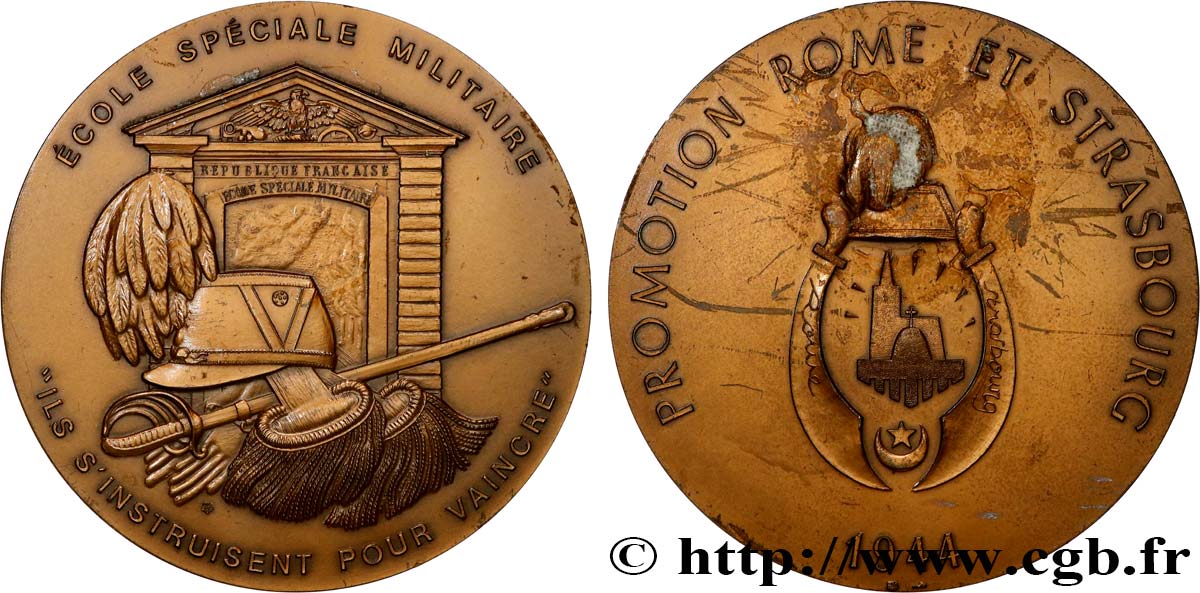 ÉDUCATION : LYCÉES, ÉCOLES Médaille, Ecole spéciale militaire, Promotion Rome et Strasbourg TTB+
