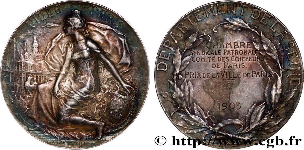 III REPUBLIC Médaille, Chambre syndicale des distillateurs en gros de Paris et région parisienne fme_811823 Medals