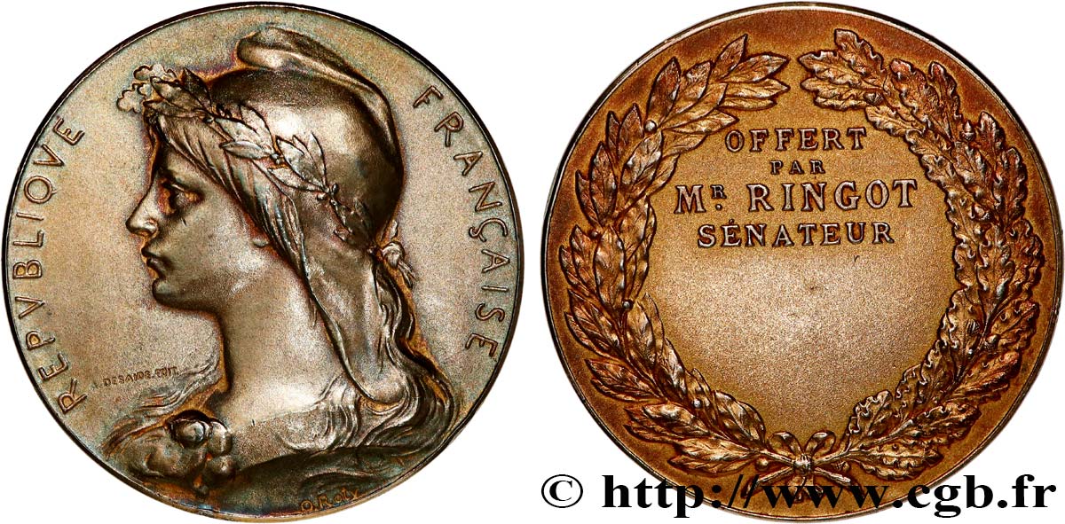 TROISIÈME RÉPUBLIQUE Médaille, offerte par le sénateur Ringot TTB+