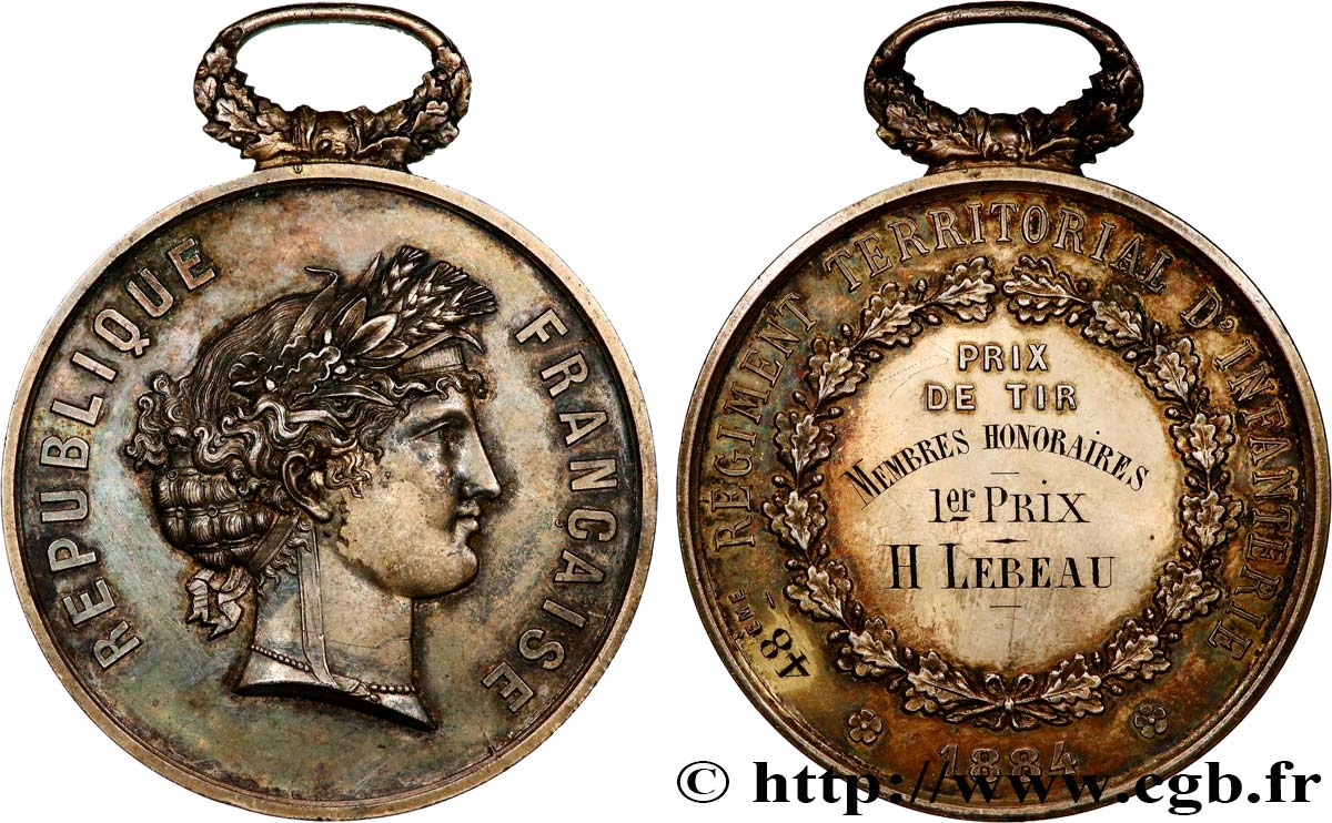 TIR ET ARQUEBUSE Médaille, Prix de tir, 48e régiment territorial d’infanterie AU
