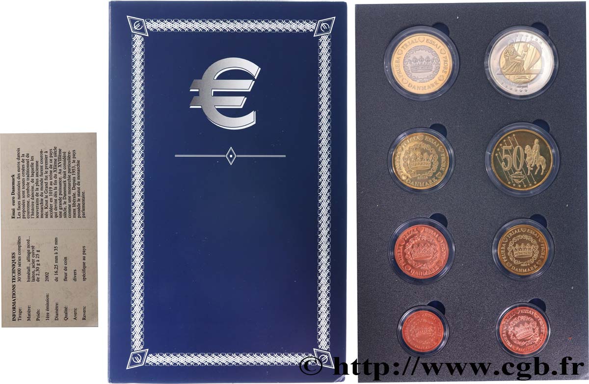 EUROPA Série de 8 médailles, Essai Euros Danemark MS