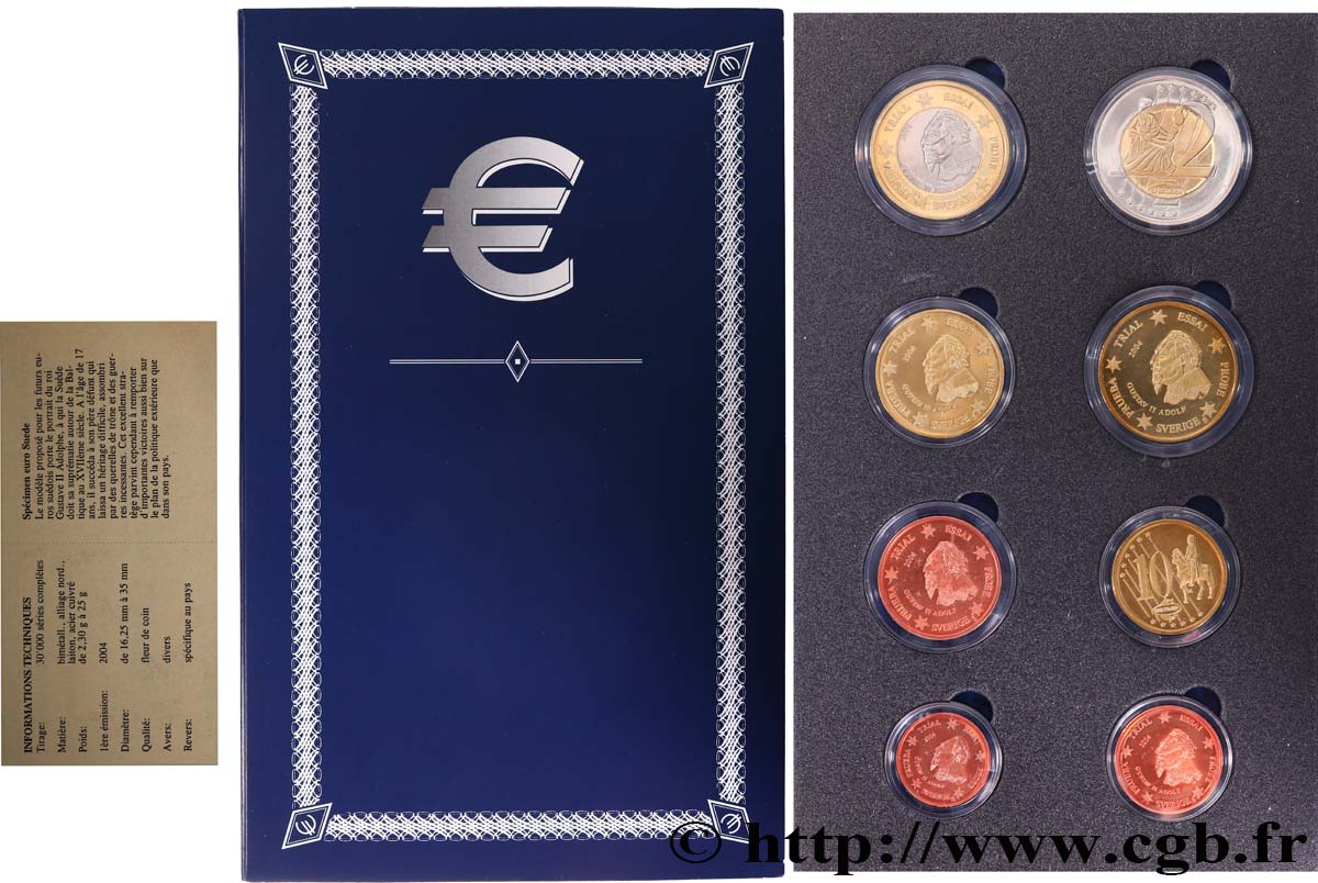 EUROPA Série de 8 médailles, Essai Euros Suède MS