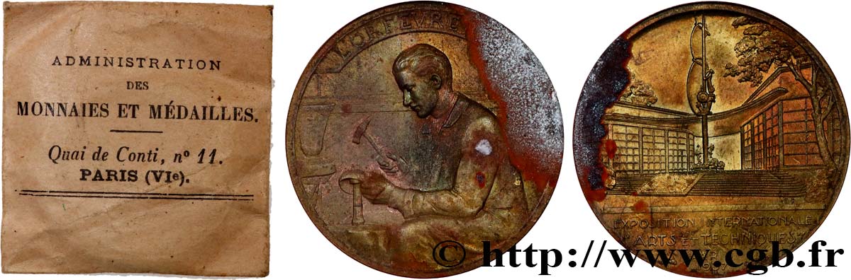 III REPUBLIC Médaille d’Orfèvrerie - Exposition Art et Techniques XF