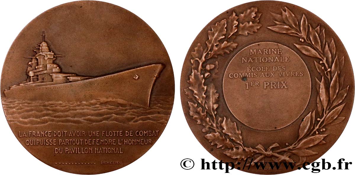 III REPUBLIC Médaille, Prix, École des commis aux vivres AU