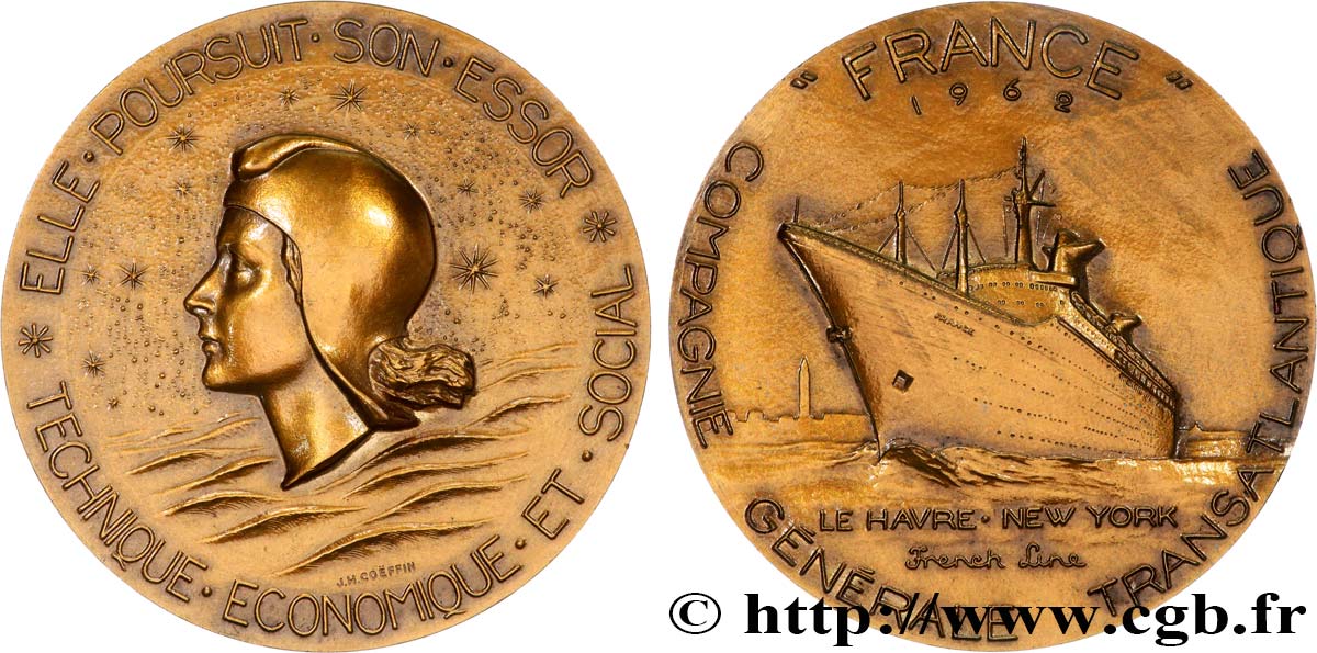 FUNFTE FRANZOSISCHE REPUBLIK Médaille, Paquebot France fVZ