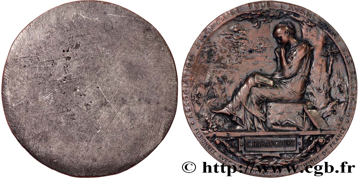 III REPUBLIC Médaille de récompense, Par la science pour la patrie, tirage uniface du revers XF/AU