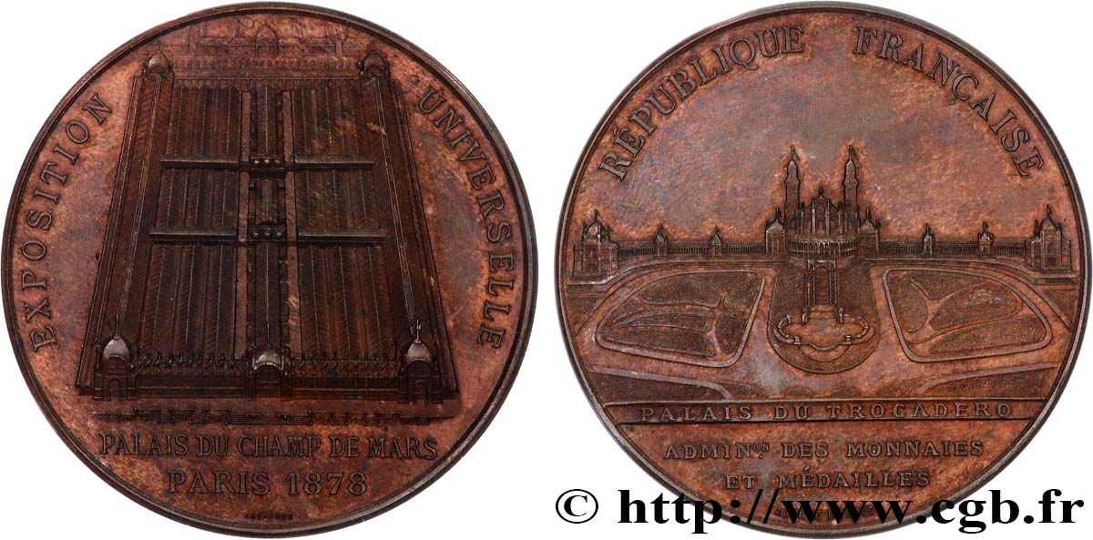 III REPUBLIC Médaille, Palais du Champ de Mars / Trocadéro AU