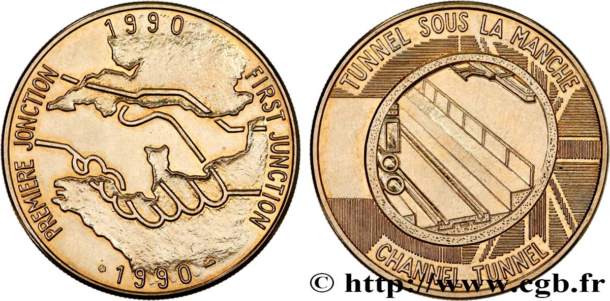 V REPUBLIC Médaille, Tunnel sous la Manche, première jonction AU