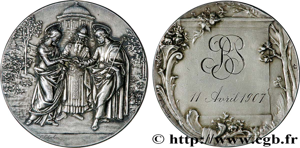 AMOUR ET MARIAGE Médaille de mariage, d’après Raphaël TTB+