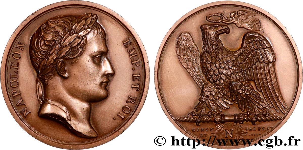 NAPOLEON S EMPIRE Médaille, Napoléon Empereur et Roi, refrappe AU