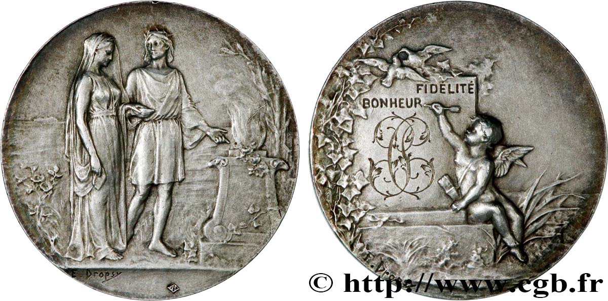 AMOUR ET MARIAGE Médaille de mariage, Fidélité et Bonheur AU