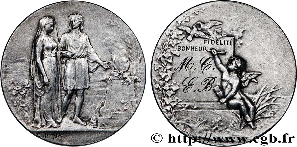 AMOUR ET MARIAGE Médaille de mariage, Fidélité et Bonheur SS
