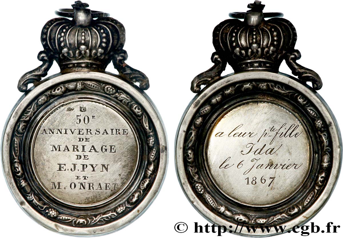AMOUR ET MARIAGE Médaille, 50e anniversaire de mariage TTB