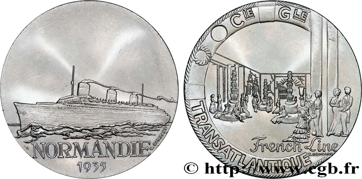 CINQUIÈME RÉPUBLIQUE Médaille, Paquebot Normandie SUP