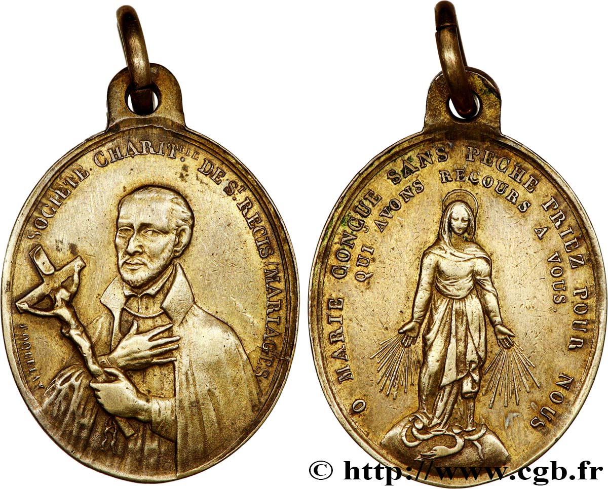 RELIGIOUS MEDALS Médaille, Société charitable de Saint Régis XF