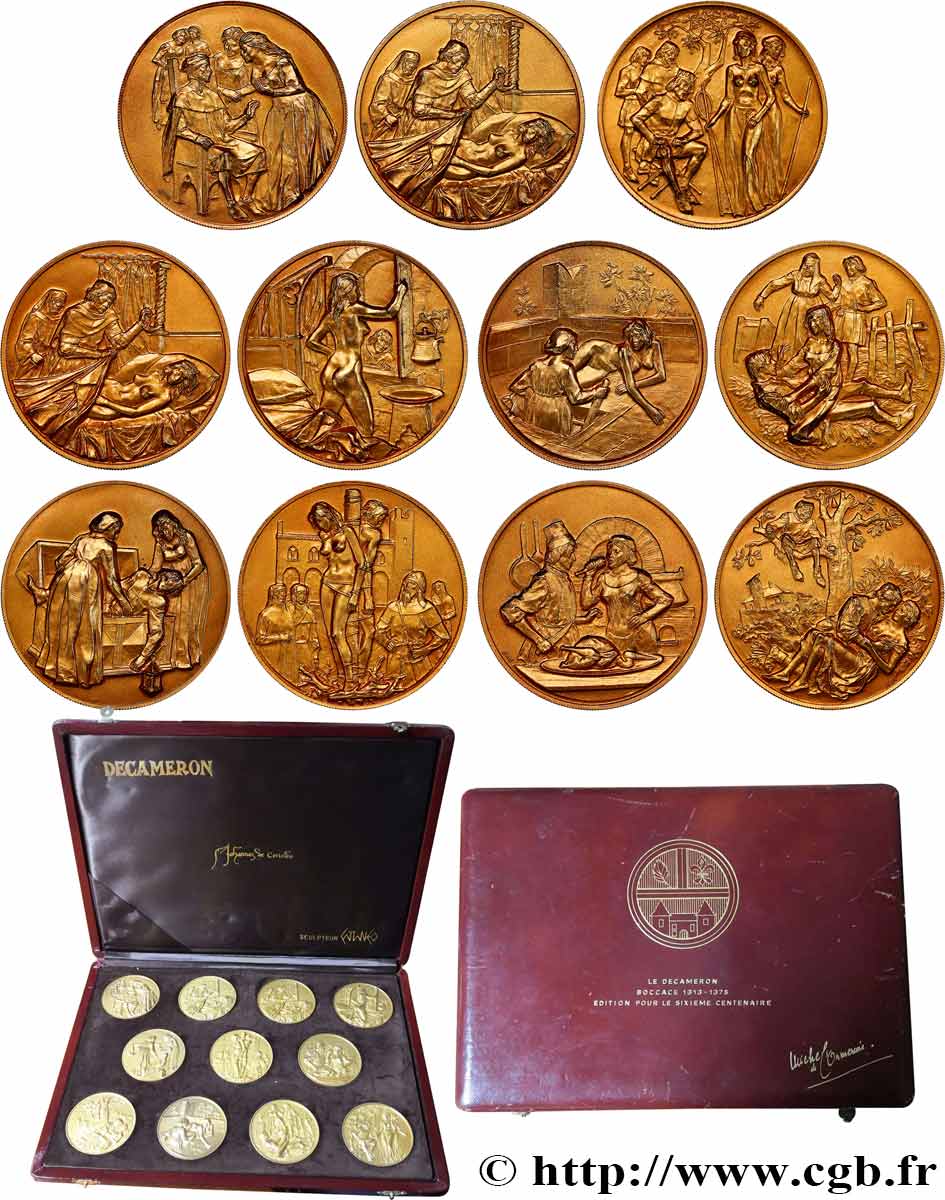 LITTÉRATURE : ÉCRIVAINS/ÉCRIVAINES - POÈTES Coffret de 11 médailles, Le Decameron de Boccace SUP
