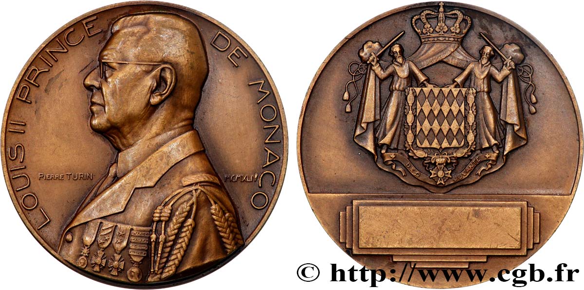 MONACO Médaille de récompense, Louis II, Prince de Monaco TTB+