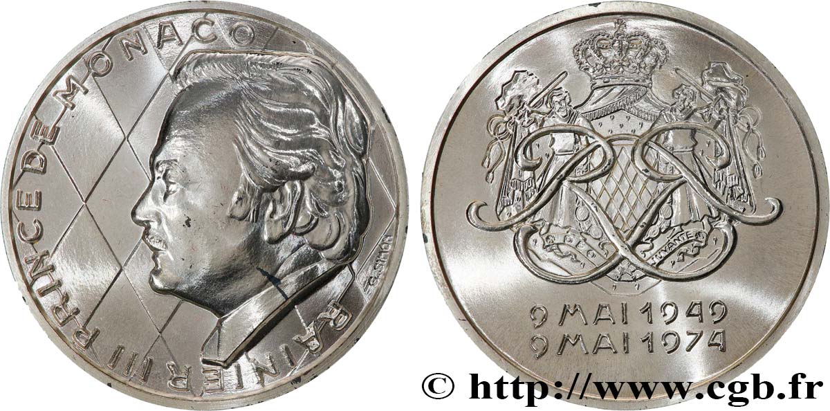 MONACO Médaille, Rainier III, 25 ans de règne MS