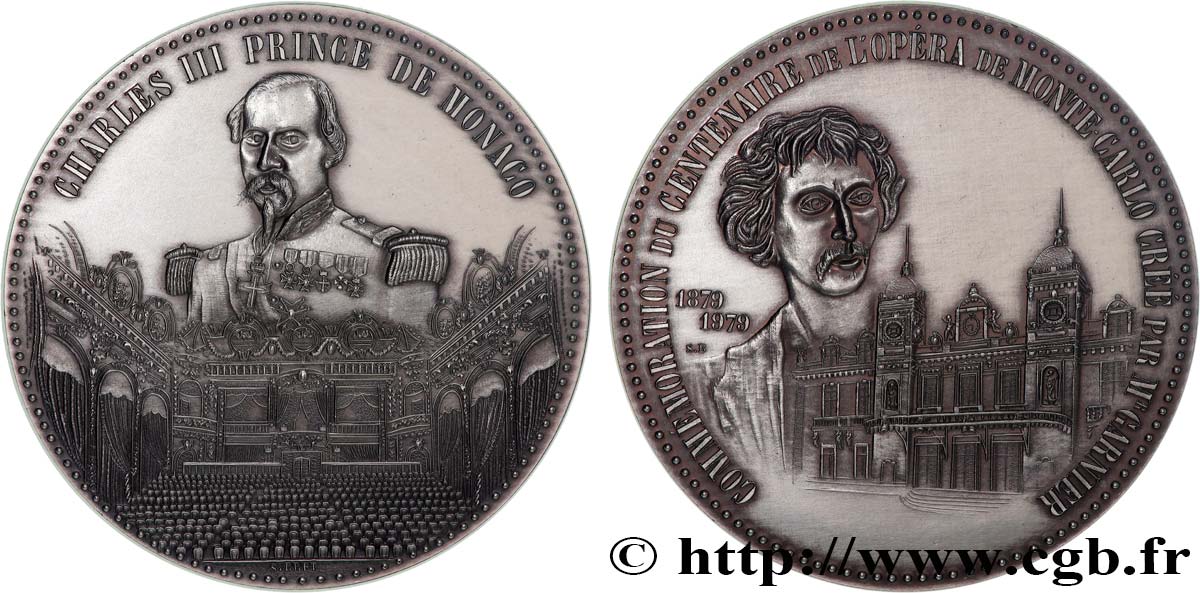 MONACO Médaille, Charles III, prince de Monaco, Commémoration du centenaire de l’opéra de Monte-Carlo AU