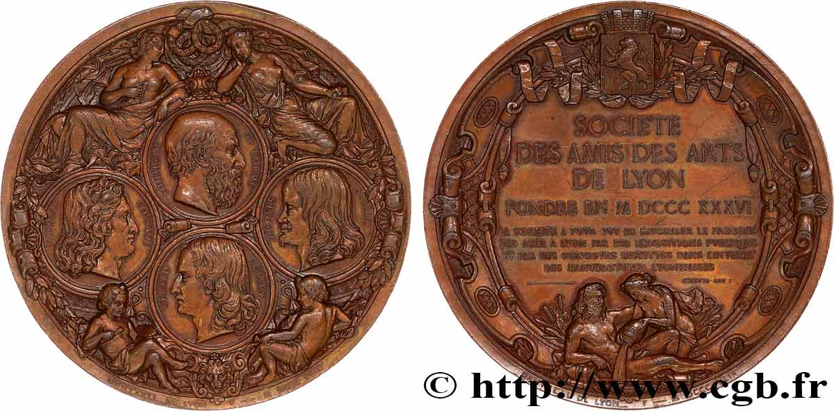 SECOND REPUBLIC Médaille, Société des amis des arts de Lyon AU