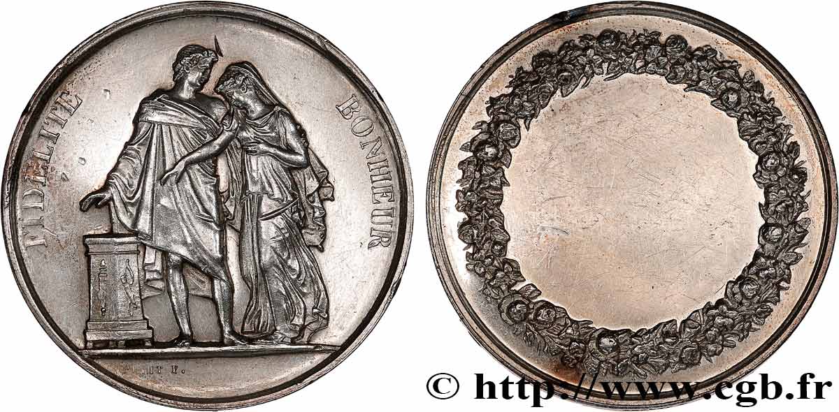 AMOUR ET MARIAGE Médaille de mariage, Fidélité et Bonheur TTB+
