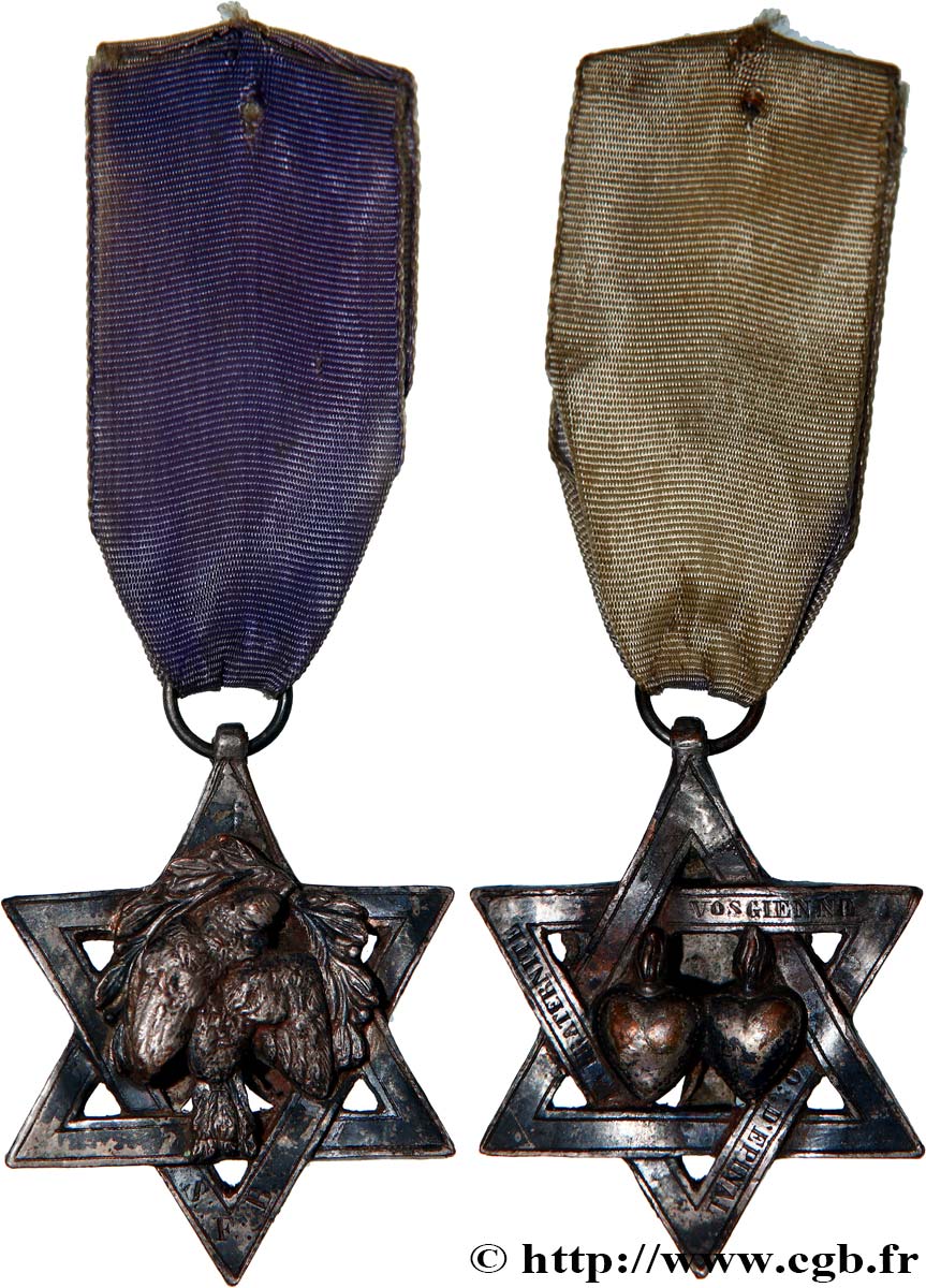 FRANC-MAÇONNERIE - PARIS Médaille, Bijou franc-maçonnique, Fraternité Vosgienne SS