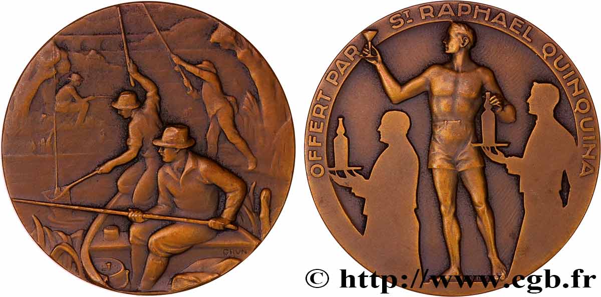 TROISIÈME RÉPUBLIQUE Médaille de pêche offerte par le St. Raphaël Quinquina TTB